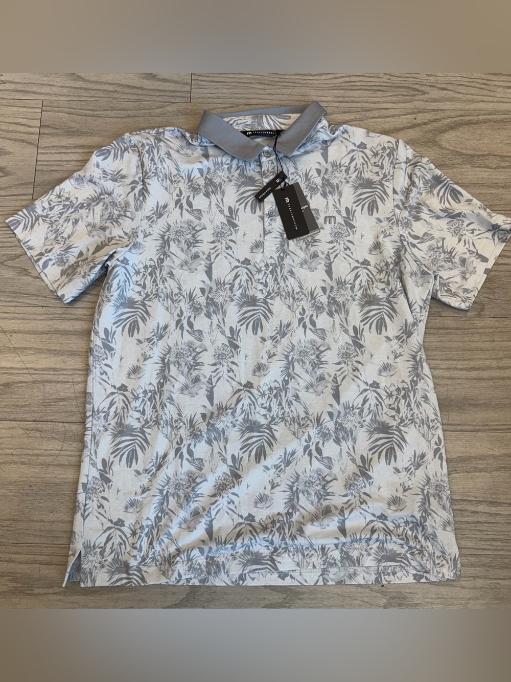 Travis Mathew Gray and White Printed Polo NWT